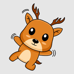 Vector illustration of cute deer cartoon character