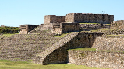 Fototapeta na wymiar Stepped pyramid at Monte Alban, in Oaxaca, Mexico