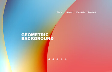 Landing page abstract liquid background. Flowing shapes, round design and circle. Web page for website or mobile app wallpaper