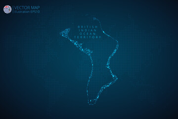 Map of British Indian Ocean Territory modern design with abstract digital technology mesh polygonal shapes on dark blue background. Vector Illustration Eps 10.