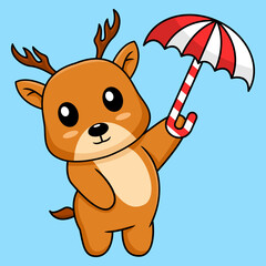 Vector illustration of cute deer cartoon character
