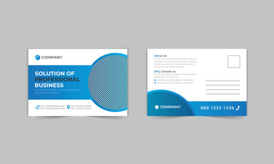 Corporate business postcard design, company services promotion postcard template