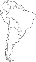 doodle freehand drawing of south america map.