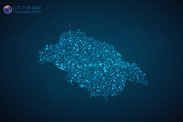 Map of Pitcairn Islands modern design with abstract digital technology mesh polygonal shapes on dark blue background. Vector Illustration Eps 10.