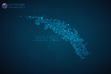 Map of South Georgia and the South Sandwich Islands modern design with abstract digital technology mesh polygonal shapes on dark blue background. Vector Illustration Eps 10.