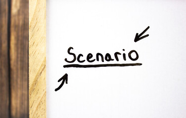 SCENARIO - text concept on a white board written in black marker. Business concept.