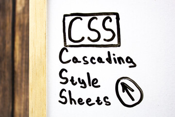 CSS.Cascading Style Sheets - concept text on a white board written in black marker.