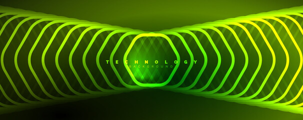 Techno shiny hexagons abstract background, technology energy space light concept, abstract background wallpaper design