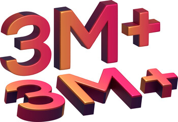 Fototapeta premium Three million view milestone social media post 3d render.