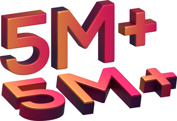 The five million view milestone social media post 3d render.