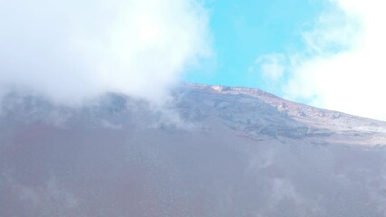 Clouds move over the mountains. "Mount Hoei(Hoei Crater), a side volcano of Mt.Fuji" , 4x speed
