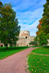 Fototapeta na wymiar The old Izborsk stone fortress