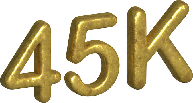 Social media post design to reach thousands of followers. 45k Gold 3d rendering.