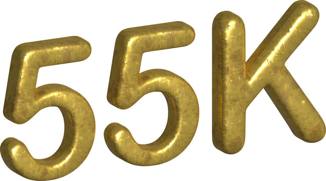 Social media post design to reach thousands of followers. 55k Gold 3d rendering.