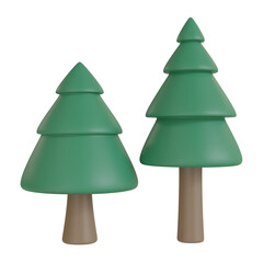 3D Rendering christmas trees two object