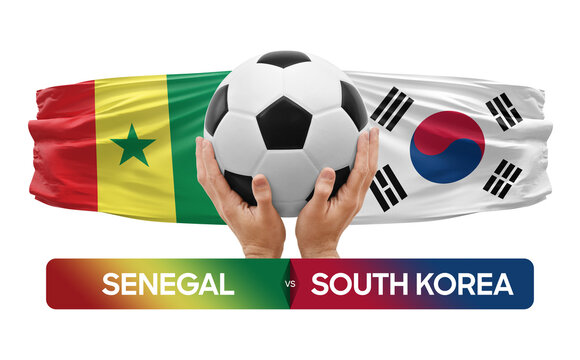 Senegal vs South Korea national teams soccer football match competition concept.