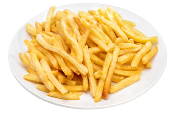 French fries on white background, French fries in white dish PNG File.