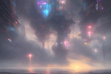 Futuristic Fantasy City, Digital Art