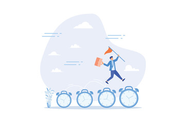 Time management, procrastination or work productivity, finish project within deadline, work efficiency or planning, fast pace project concept