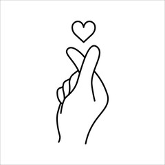 Korean love sign. Finger love symbol. valentine's day poster decoration. vector illustration on white background