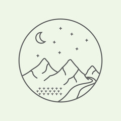 cliffs line art logo design minimalist illustration icon