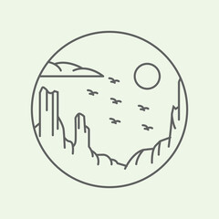 creative mountains line art logo design minimalist illustration icon