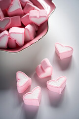 pink and white marshmallows hearts