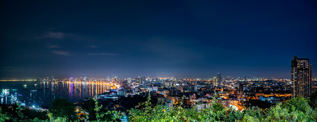 Panorama of Pattaya city in Thailand.