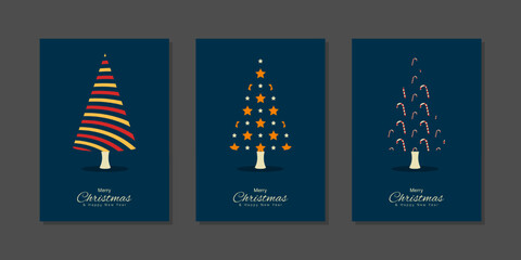Fototapeta na wymiar Vector illustration of Merry Christmas and Happy New Year greeting card set