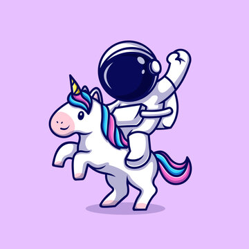 Astronaut Riding Unicorn Cartoon Vector Icon Illustration. 
Science Technology Icon Concept Isolated Premium Vector. 
Flat Cartoon Style
