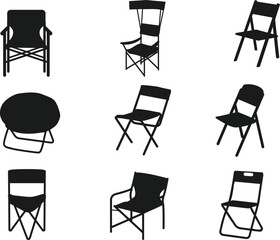 Folding chair isolated vector Silhouette