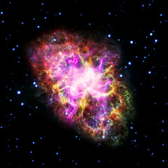 Crab Nebula in constellation Taurus. Supernova pulsar neutron star. Elements of this image are furnished by NASA.