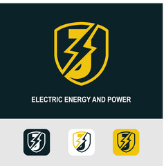 Initial J Logo with Bolt Lighting for Energy, Electrical and Power Company Service Business Logo Template