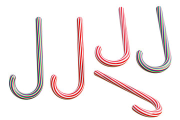 Realistic Xmas candy cane isolated on the backdrop. 3d illustration. Top view on icon. Template for greeting card on Christmas and New Year - clipping path