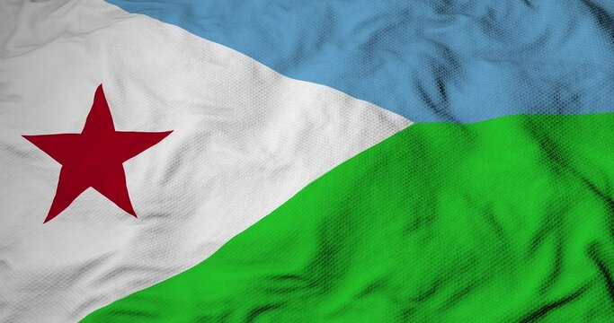 Waving flag of Djibouti in 3D rendering