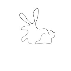 Rabbit contour drawing line art logo