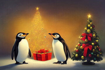 Penguins Ready for Christmas