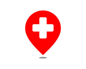 Location pin with plus symbol inside