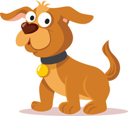 Cute Pet Dog Mascot Vector Cartoon Illustration. Sweet domestic animal smiling wearing a collar
