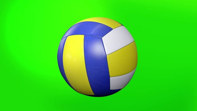 Volleyball Ball on Green Screen Volleyball Ball 3d Animation of Spinning Ball	