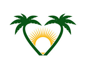 Palm tree with love shape