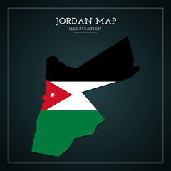 3D Jordan Map Flag Vector Illustration
