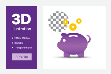 flat icon piggy bank two tone color