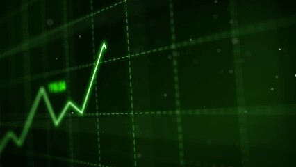 Stock markets uptrend dynamic chart on dynamic green background. Concept of financial stagnation, recession, crisis, business crash and economic collapse. upward trend 3d rendering - Powered by Adobe