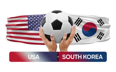 USA vs South Korea national teams soccer football match competition concept.
