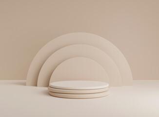 3D background scene with podium. Minimal product display mockup with geometric shape object. 3D rendering. 