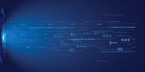 Abstract blue futuristic circuit board pattern for technology background.