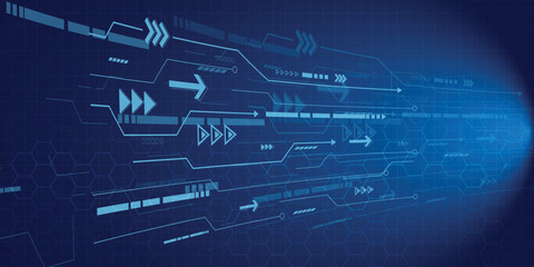 Abstract blue futuristic circuit board pattern for technology background.