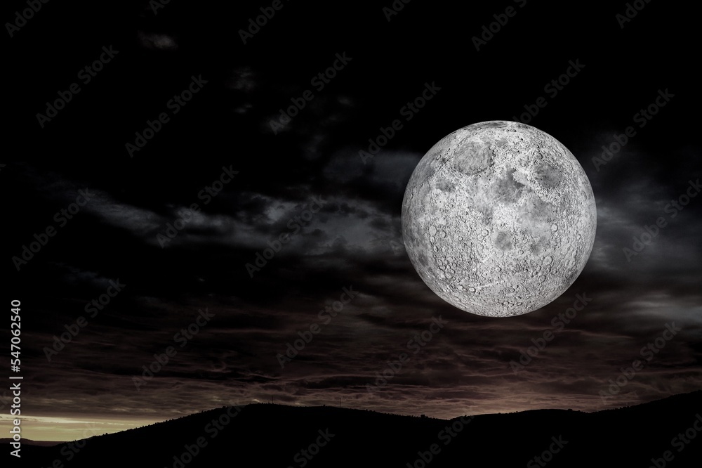 Canvas Prints Full big light moon in the sky