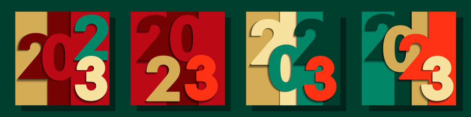 set of abstract posters with numbers 2023